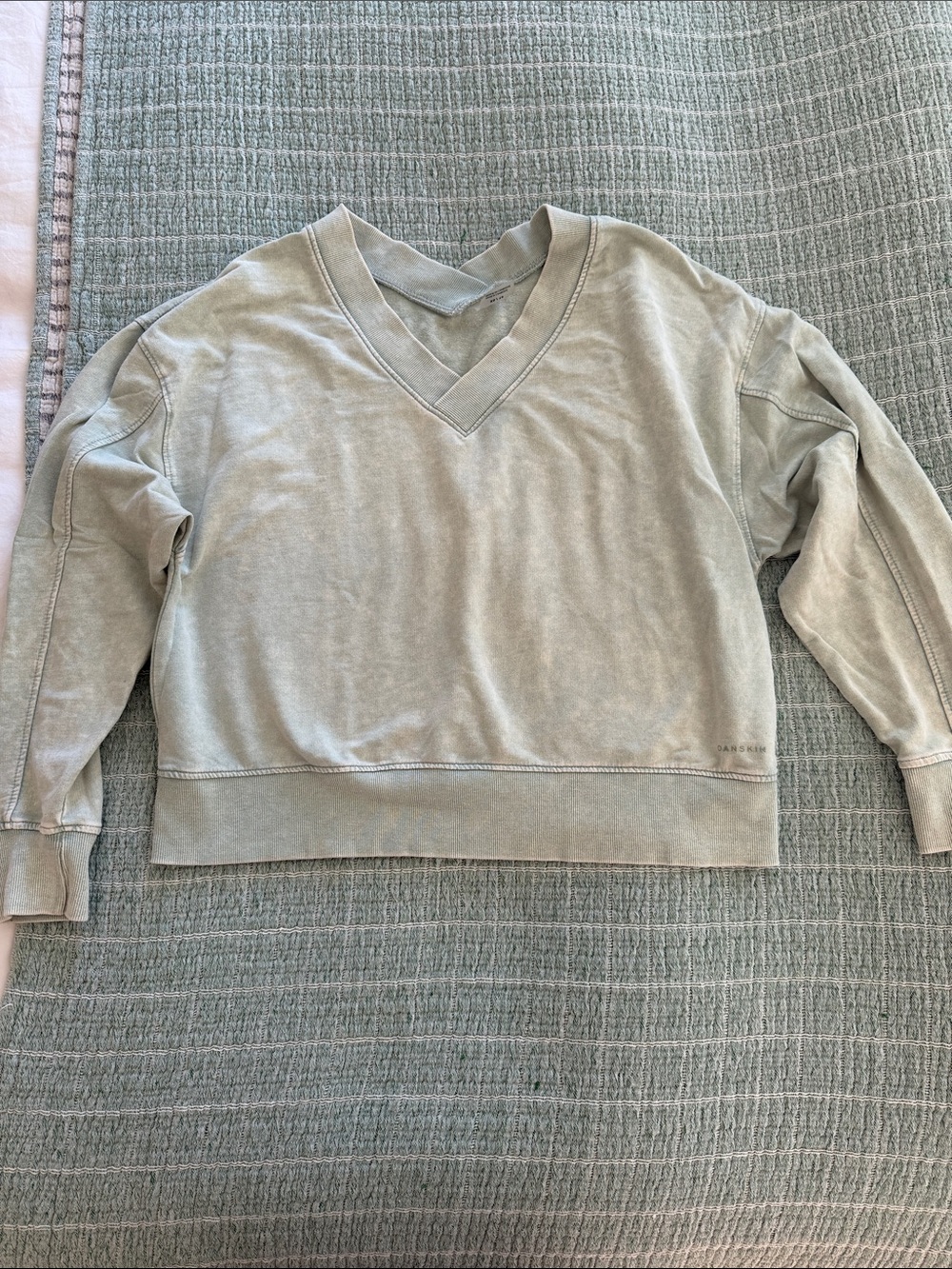Danskin V-Neck Pullover Sweatshirt in Sage Green